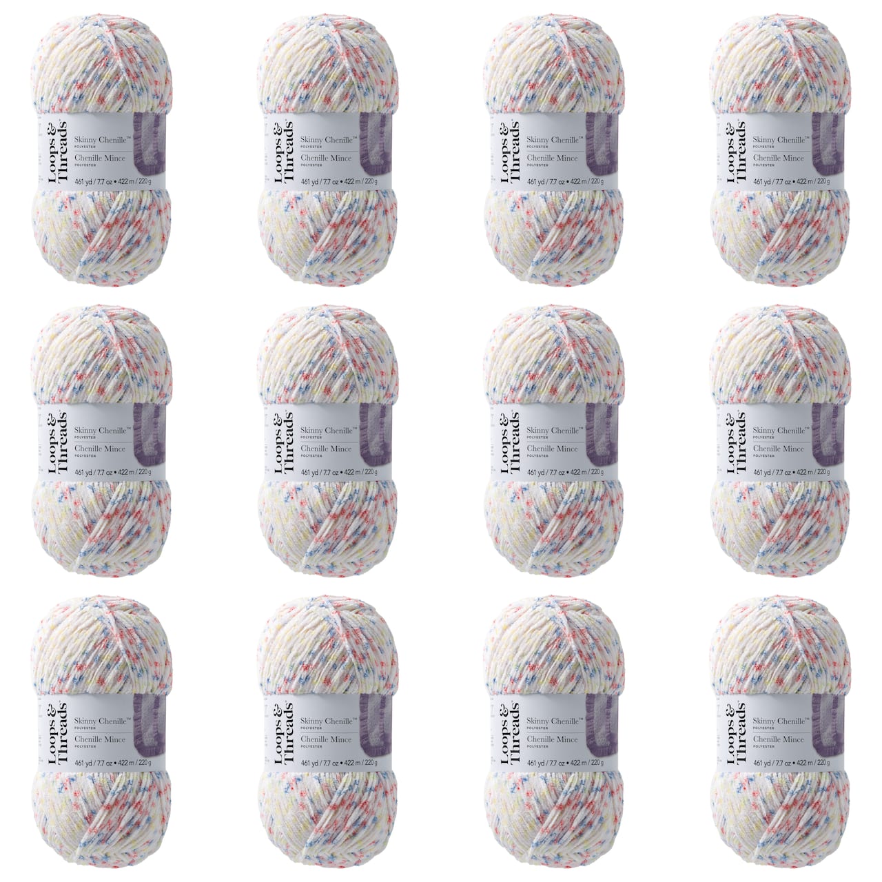 12 Pack: Skinny Chenille™ Multi Yarn by Loops & Threads®